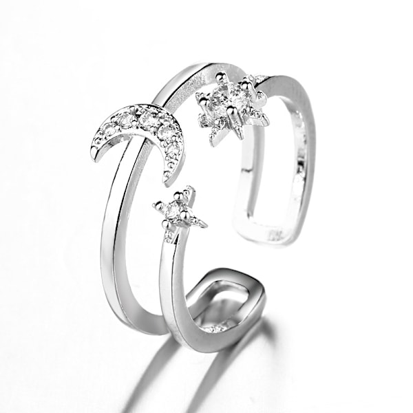 Delikat Crystal Star och Moon Open Ring B