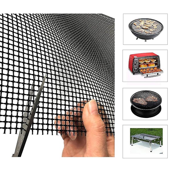 5 st Grill Mesh Mat Grill Värmebeständig bakverktyg black