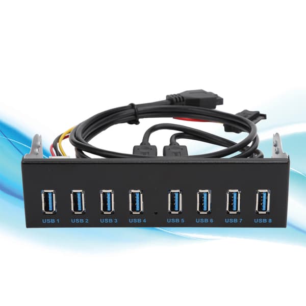 PC Computer Frontpanel Adapter USB 3.0 19PIN 8 Port Hub Optisk Drev Udvidelse