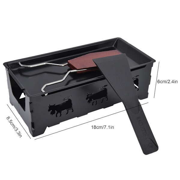 Rektangulær Mini Raclette Grill for Ost med Svart Håndtak - Ideell for Ostelskere