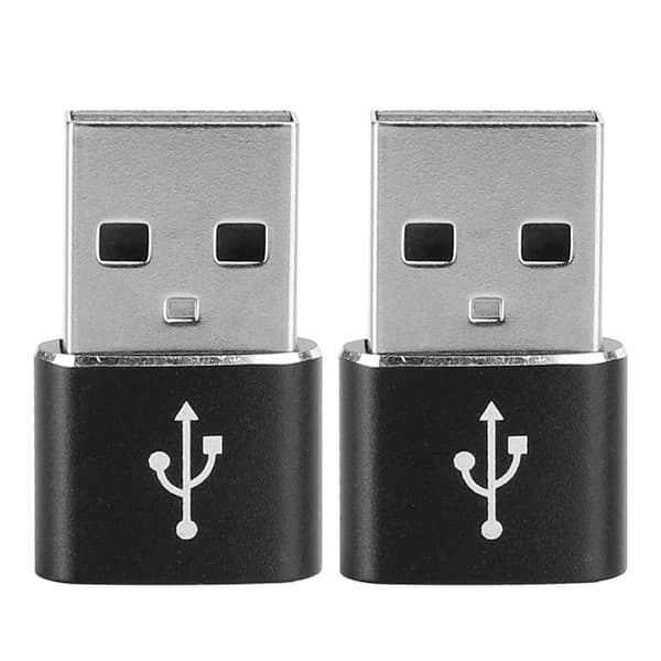 2 st Aluminiumlegering Typ C till USB Adapter Laddningssynkronisering Dataöverföring Svart