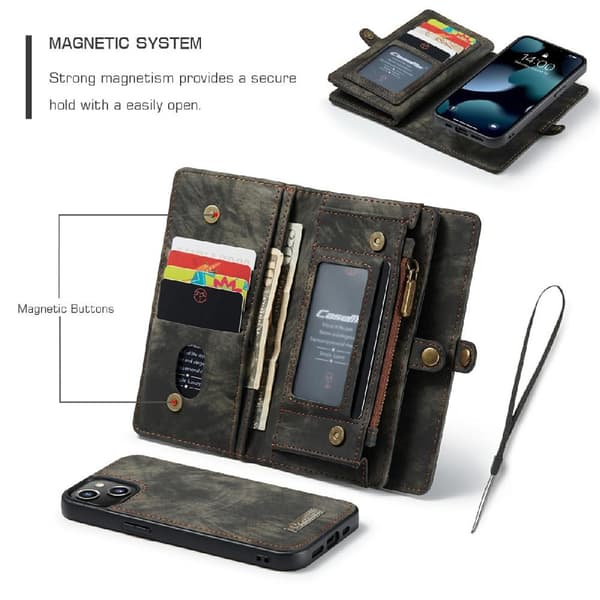 [DT]CASEME iPhone 13 Mini 2-i-1 Pung Telefoncover - Sort Black black