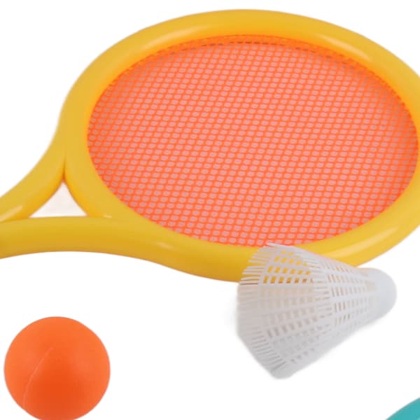 Børne Badminton Ketsjer Sæt 2 Ketsjere 2 Bolde Skridsikker Holdbar Elastisk Bærbar Blå Gul