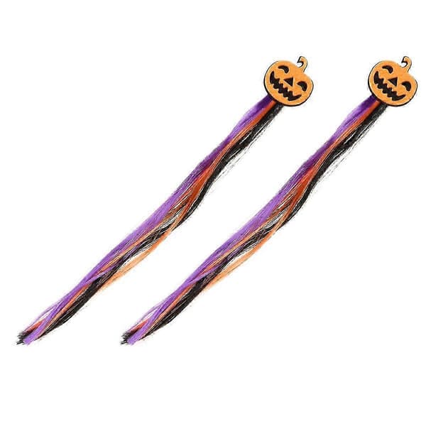 Farverige græskarhårklemmer til Halloween 2 stk. Multi