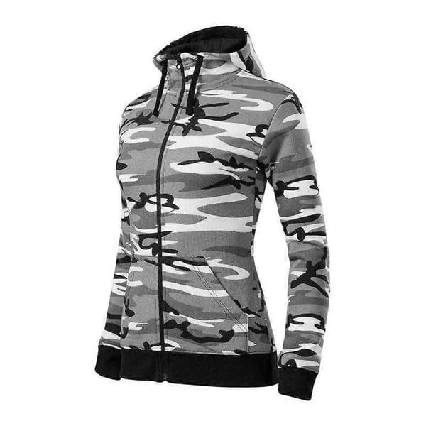 Dame Camouflage Jakke med Lynlås Grey XXL