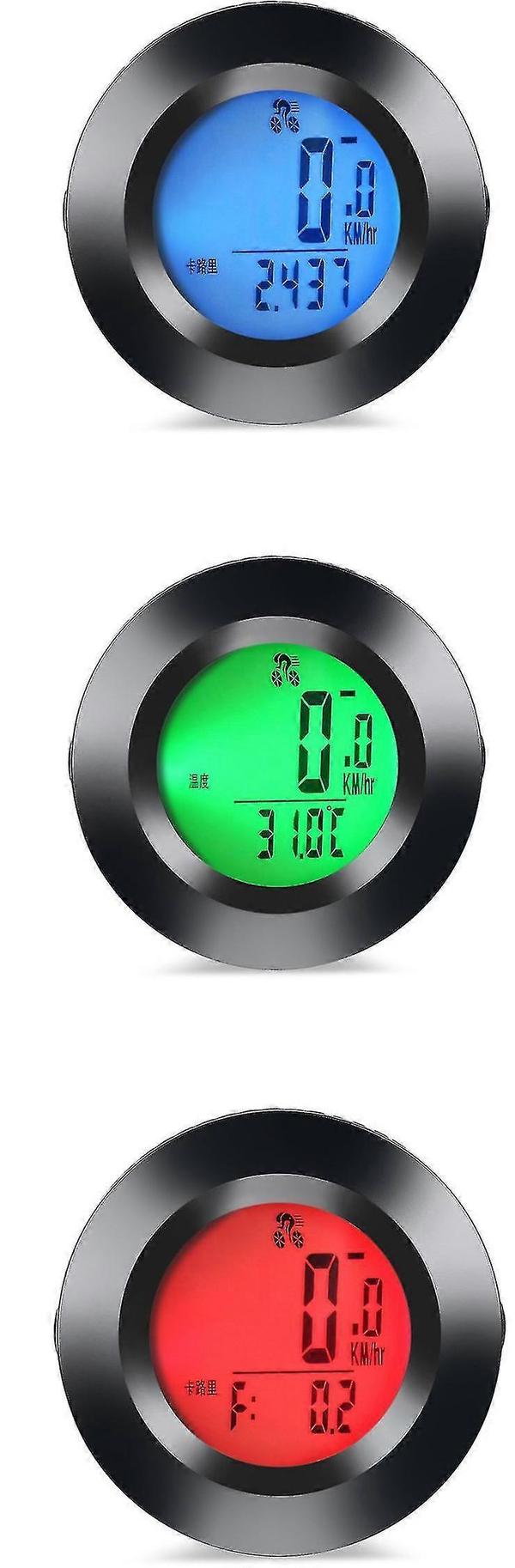 Trådløs cykelcomputer, vandtæt trådløs cykelcomputer, speedometer med 3-farvet baggrundsbelysning, LCD kilometertæller