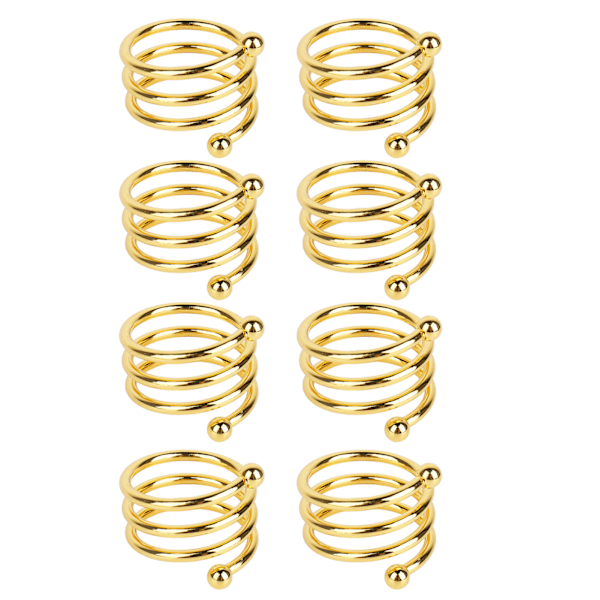 8 stk. Elegante Gull Spiral Metall Serviettringer - Rustsikre for Bryllup, Bursdager og Familiesammenkomster