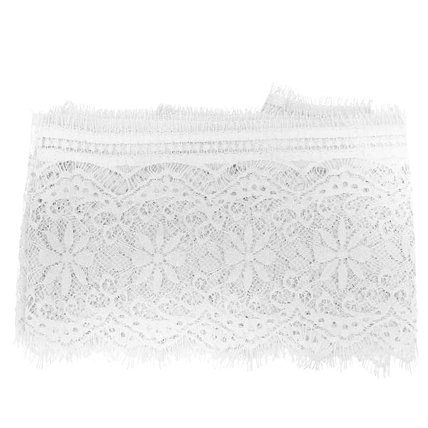 14,5 cm Vit Polyester Silke Broderi Spets Tyg för DIY Klänning Hantverk