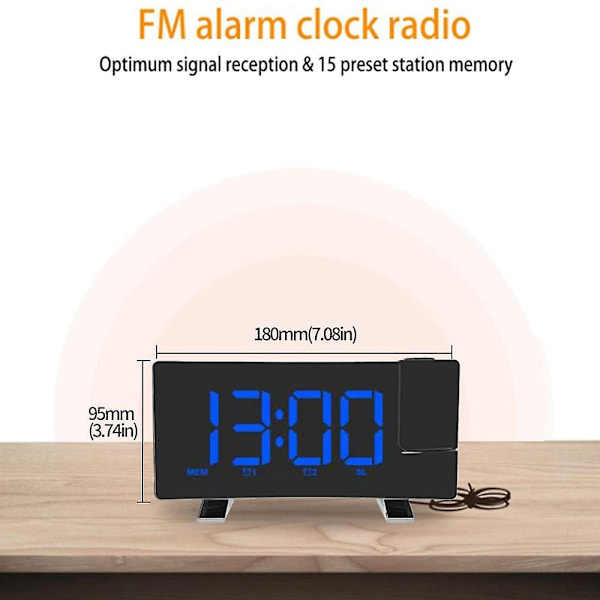 Radio digital klocka med USB laddare, dimmer