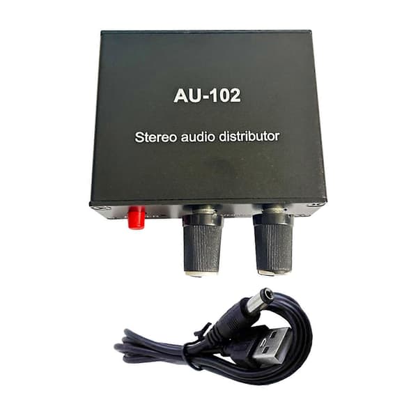 Auditory Splitter Box 2-kanals lydsignaldistributør 1x2 auditiv distribusjonsenhet Perfekt for audiofile Multicolor