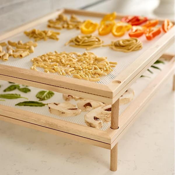 【DENGTU】Drying Rack for Wood Pasta Herbs Multifunctional 2-Tier Food Holder Practical Kitchen Utensils Double Layer
