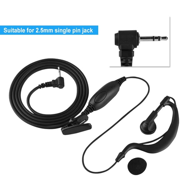 G-formad enkelstift 2,5 mm Walkie Talkie Headset 2-pack