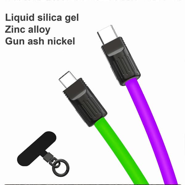 100W USB C-opladerkabel med silikonematerialer, datasynkroniseringskabel til daglig brug, pålidelige forbindelser, grøn Grön