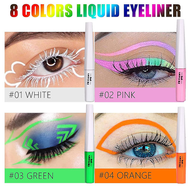 8 färger Neon Liquid Eyeliner WHITE