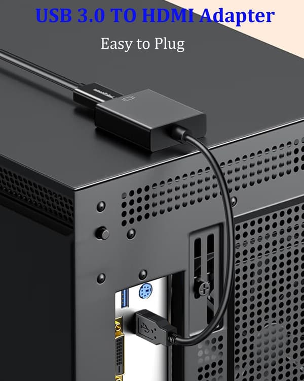 【DENGTU】USB til HDMI-adapter, USB 3.0/2.0 til HDMI lyd- og videoadapter, 1080P HD videografikkkabelkonverterer for PC, bærbar PC, HDTV