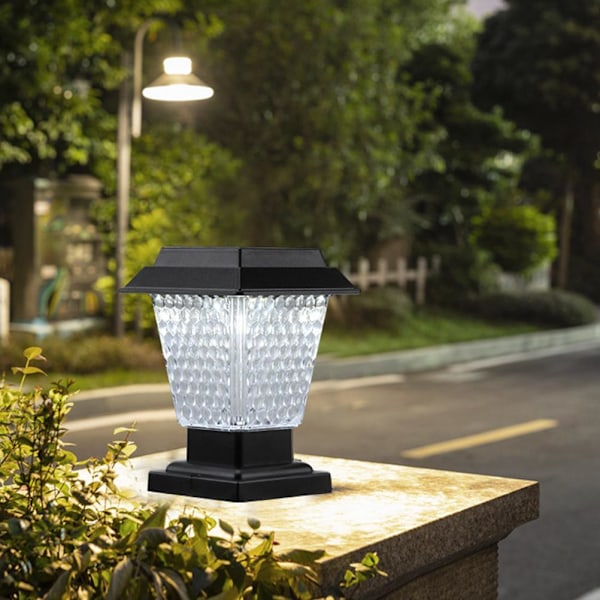 1 Solcellelampe for Søyler, Vegger og Portstolper - Svart Honeycomb Design