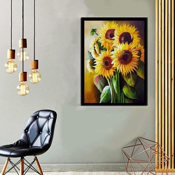 5D DIY Diamantmalingssett for voksne, full rund solsikke Di