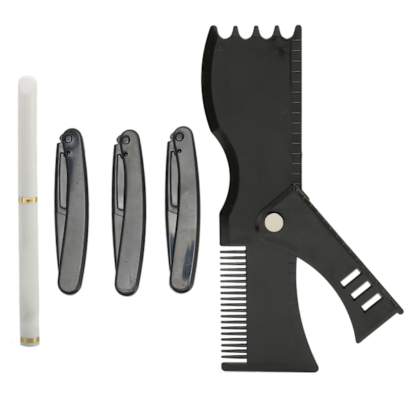 Expert för gränsöverskridande operationer: White Barber Pencil Black Beard Stencil Guide Template Kit för trimning och skötsel av skäggform
