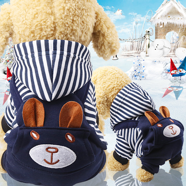 Roliga tecknade djurkläder för små och medelstora hundar, hundkläder, kattkläder, höst- och vinterkläder i bomull för fyrbenta vänner Pocket embroidered bear XS