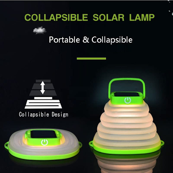Solar bärbara hopfällbara campinglyktor vattentäta Green 3