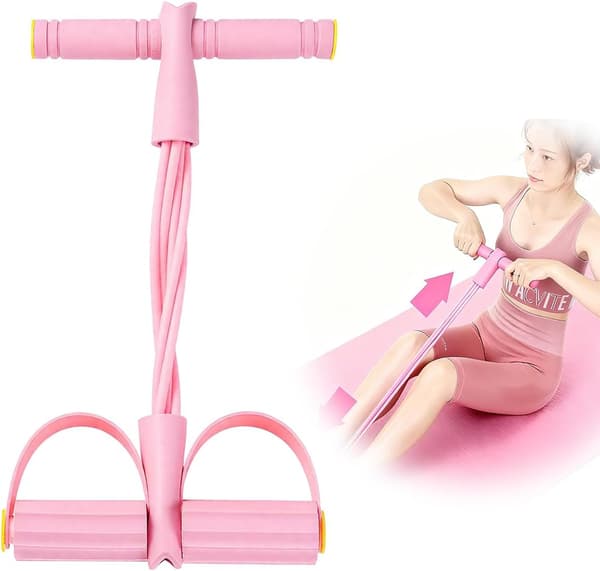 pc multifunktionel maveøvelsesenhed, træningsbånd, modstandsbånd, 6-rørs elastikbånd (pink)[dt]