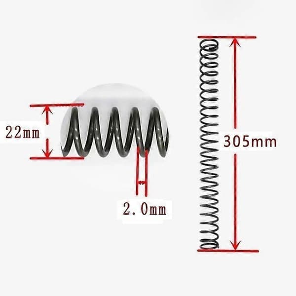 4 stk. trykfjedre 305mm, diameter 2.0mm, udvendig diameter 22mm