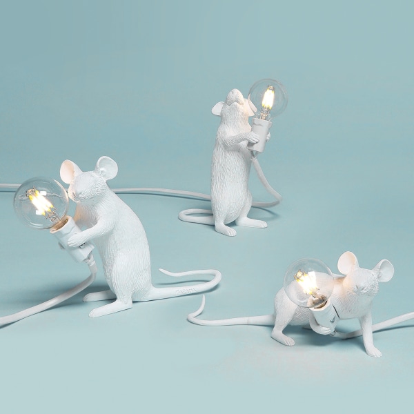 Nordic animal lamp tecknad mus harts bordslampa Rodent Gold containing light source