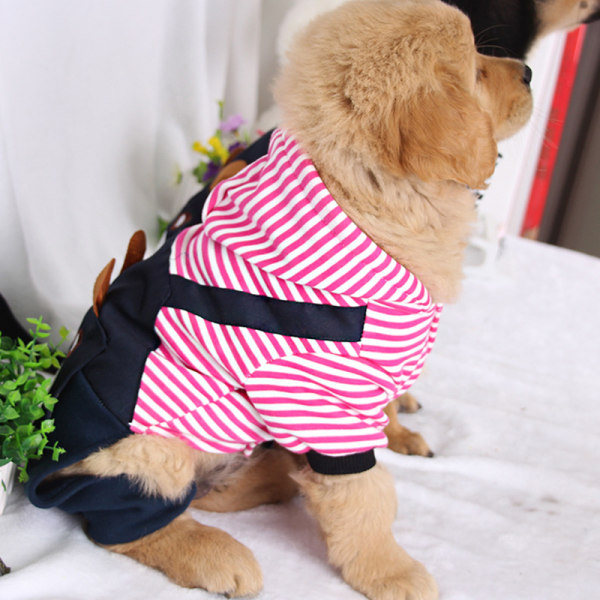 Hundkläder randiga husdjurskläder med väst och huva 4XL