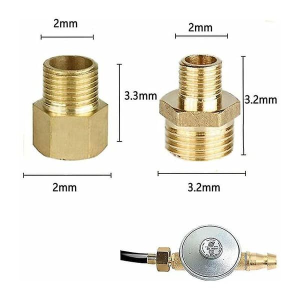 Gassadapter Kobber Gasslangeadapter Gassylinder Tilkoblingsadapter, 2 Stykker