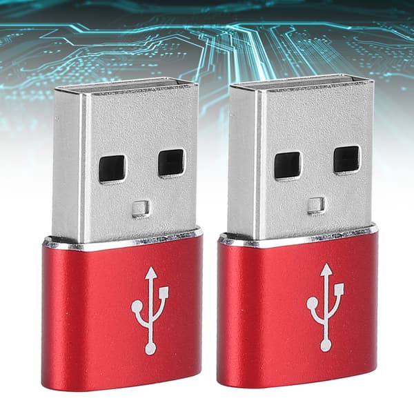 2 KPL Alumiiniseos USB C - USB-sovitin Punainen lataus- ja synkronointidatansiirtoon