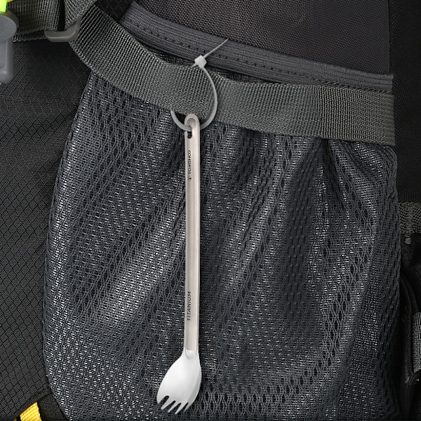 Polert Titanium Langt Håndtak Spork: Portabelt Bestikk for Camping, Backpacking og Piknik