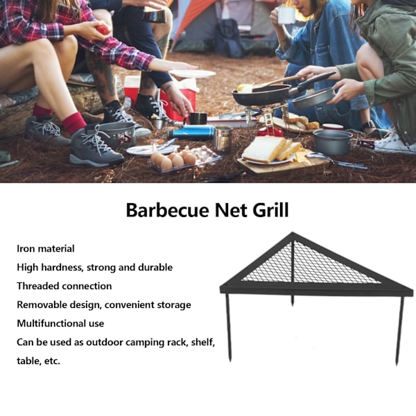 Utomhuscamping och Barbecue Smidesjärn Triangelbord och Ställ