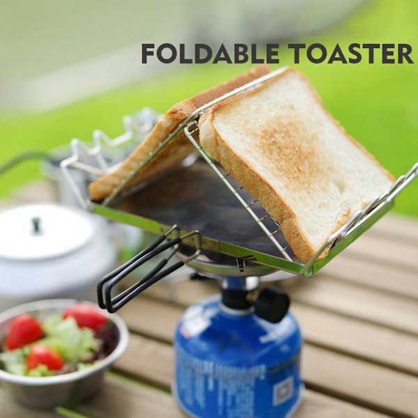Sammenleggbar brødrister i rustfritt stål for camping, backpacking og piknik