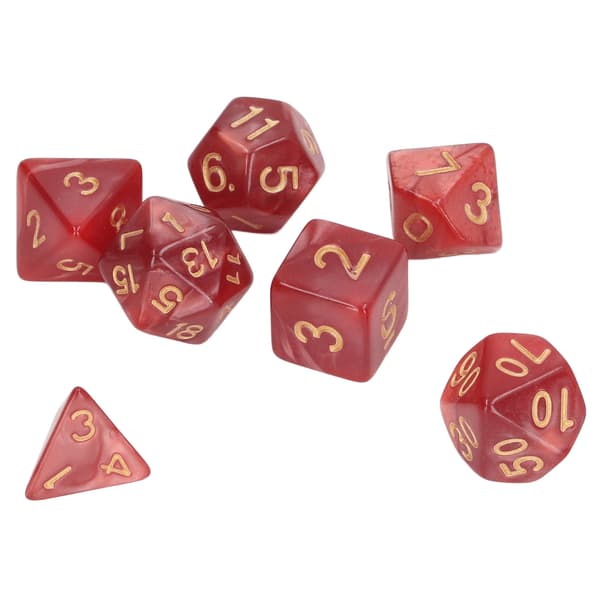 5 Set Multi Sided Dice Set Guldnummer Pärla Polyeder Tärningar för Interaktivt Spel Skolmaterial Mörkröd