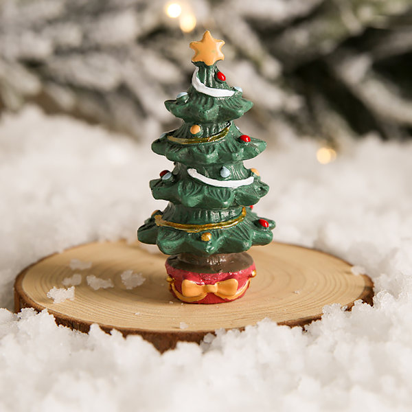 Festlig Gaveeske med Juletre i Resin for Akvariedekorasjon og Landskapsforming