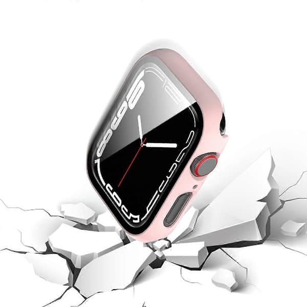 Til Apple-Watch7 41/45mm Støtsikkert PC Hardt deksel Vaskbart skall+Skjermbeskytter 41mm