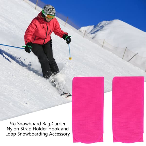 Ski Snowboard Taskebærer Nylonrem Holder Krog og Loop Snowboarding Tilbehør (Roserød)