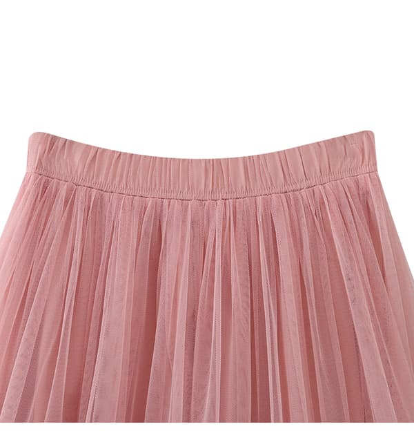 【DT】Damtyllkjol med elastisk hög midja och lager Wine Red