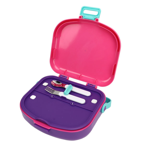 Läckagesäker Bento Lunchbox med Separata Fack, Spänne, Ventil och Värmebeständiga Funktioner - Inkluderar Sked och Gaffel - Rosa Pink