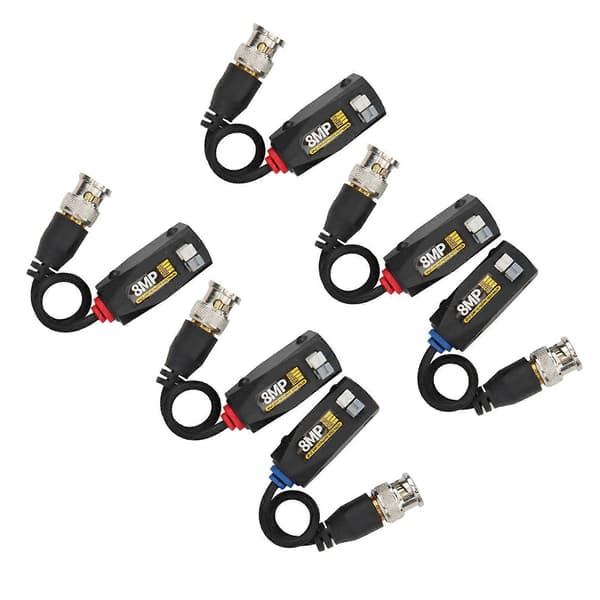 6 stk. Video Power Balun 8MP Anti Thunder Transmitter for CVI/TVI/AHD/CVBS Transceiver