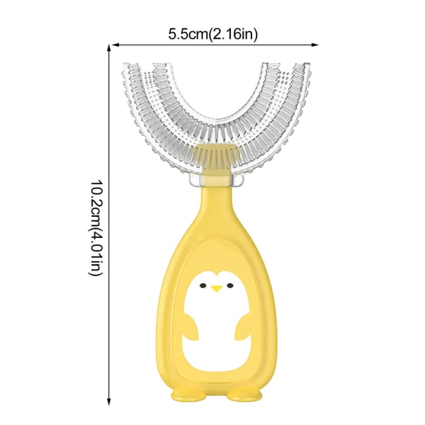 U-muotoinen silikoninen sarjakuvahammasharja lasten hampaiden puhdistukseen yellow L