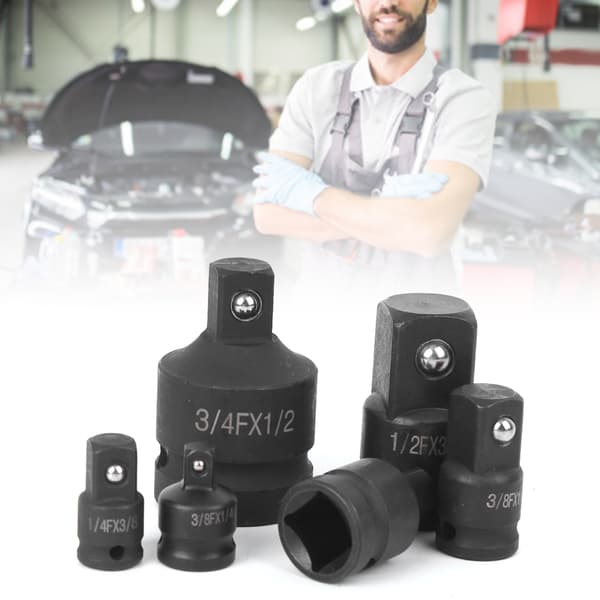 6 stk/sett Impact Socket Converter Reducer Adapter Sett 1/2in 1/4in 3/8in 3/4in