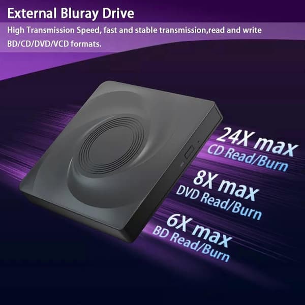 [DT]Eksternt Blu-ray-drev, CD/DVD-drev til bærbar pc, Blu-ray-afspiller/brænder USB 34O