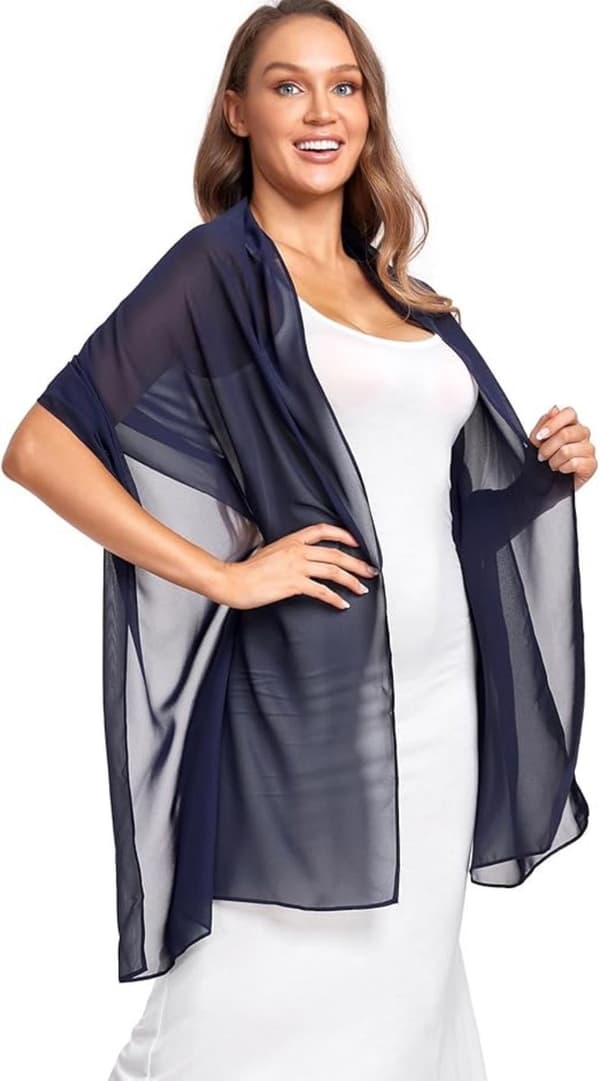 Dame skjerf/sjal - 175x70 cm - Mørkeblå