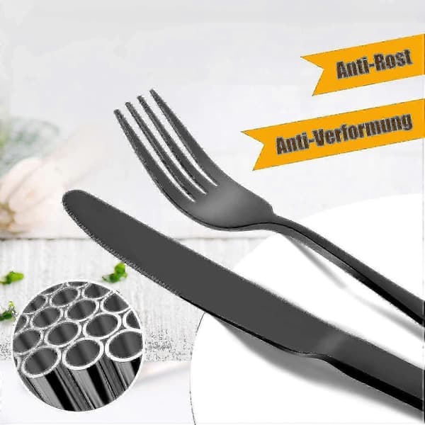 Mattsvart bestickset i satinfinish rostfritt stål, 2 set, Edition Ab 5 5