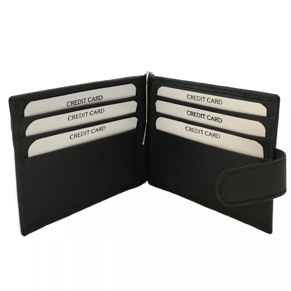 Plånbok med sedelklämma, äkta läder black one size