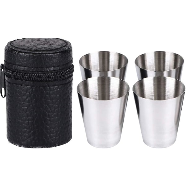 3 sæt shot-kopper i rustfrit stål Vinshot-glas Bærbar spirituskop drikkeholder med bæretaske