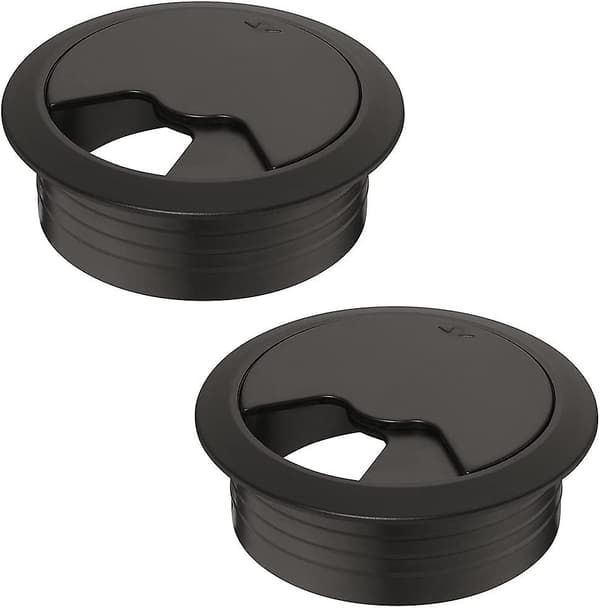 Kabelgennemføring Skrivebord Diameter 70mm - Sæt med 1 Skrivebordskabelguide Plast Sort