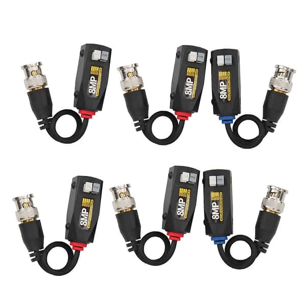 6 stk. Video Power Balun 8MP Anti Thunder Transmitter til CVI/TVI/AHD/CVBS Transceiver