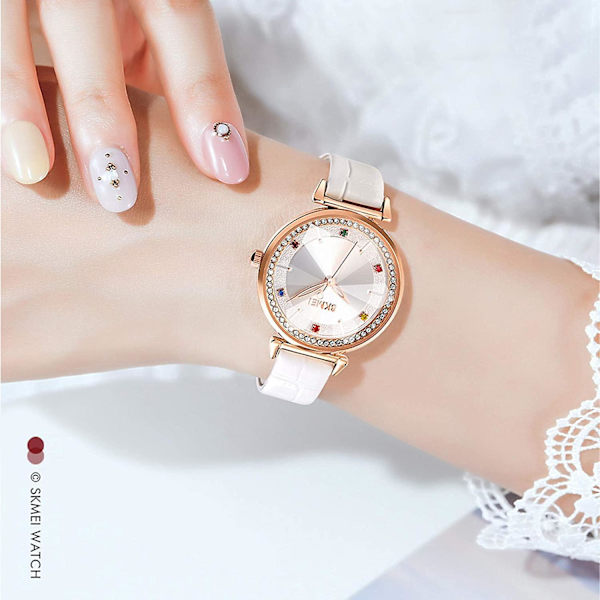 Watch Läder Elegant Quartz Vattentät Armbandsur White
